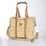 Toddler Bag | Laminated Fabric with Genuine Leather Geo - Sand / Chunky Zip Toddler Fabric Bag by Thandana