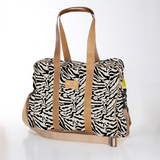 Toddler Bag | Laminated Fabric with Genuine Leather Nomad Stripe - Pitch / Chunky Zip Toddler Fabric Bag by Thandana