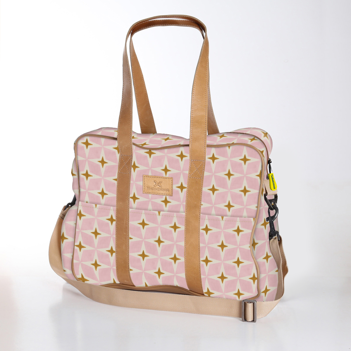 Toddler Bag | Laminated Fabric with Genuine Leather Nova - Blush / Chunky Zip Toddler Fabric Bag by Thandana