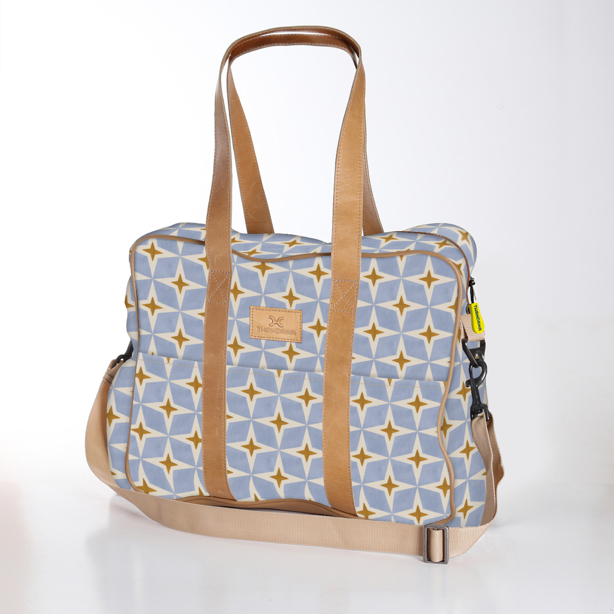 Toddler Bag | Laminated Fabric with Genuine Leather Nova - Mist / Chunky Zip Toddler Fabric Bag by Thandana