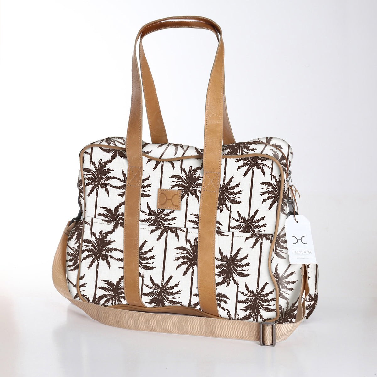 Toddler Bag | Laminated Fabric with Genuine Leather Palm - Neutral / Chunky Zip Toddler Fabric Bag by Thandana