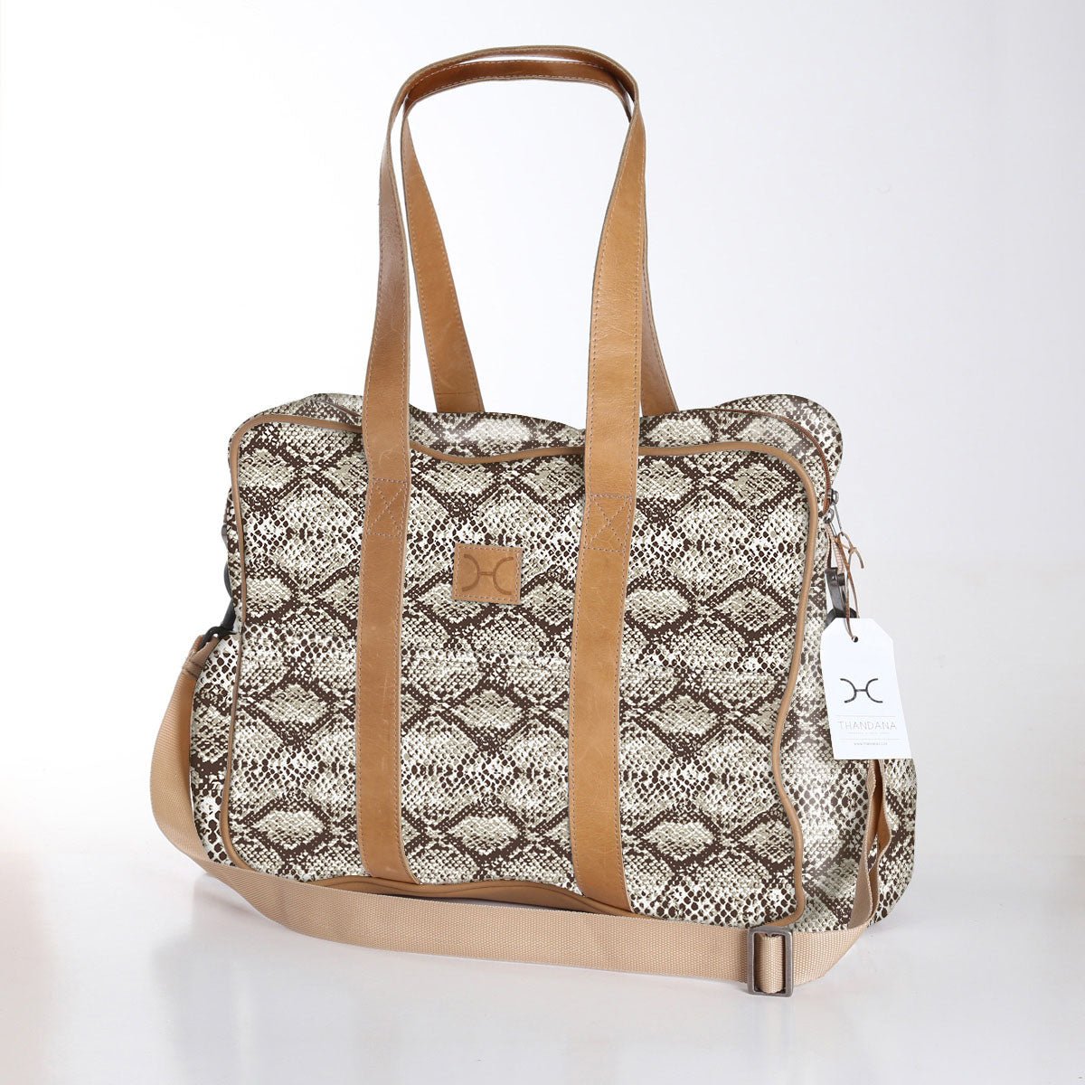 Toddler Bag | Laminated Fabric with Genuine Leather Python - Moody / Chunky Zip Toddler Fabric Bag by Thandana