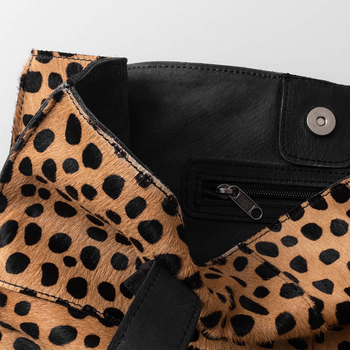 Tote Handbag | Faux Fur Print Genuine Leather Handbag by Thandana