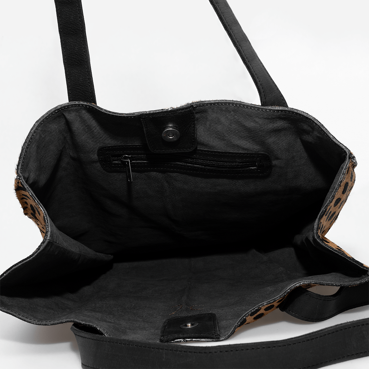 Tote Handbag | Faux Fur Print Genuine Leather Handbag by Thandana