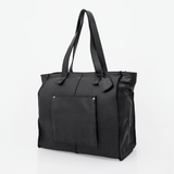 Tote Travel Zipper Handbag | Leather Black Leather Handbag by Thandana