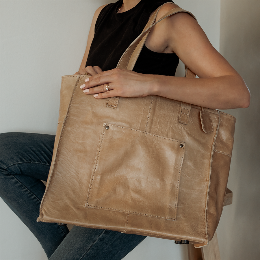 Tote Travel Zipper Handbag Leather | Corporate Handbag by Thandana
