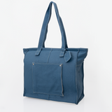 Tote Travel Zipper Handbag Leather | Corporate Aqua Leather Handbag by Thandana