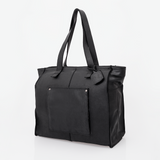 Tote Travel Zipper Handbag Leather | Corporate Black Leather Handbag by Thandana