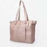 Tote Travel Zipper Handbag Leather | Corporate Champagne Leather Handbag by Thandana