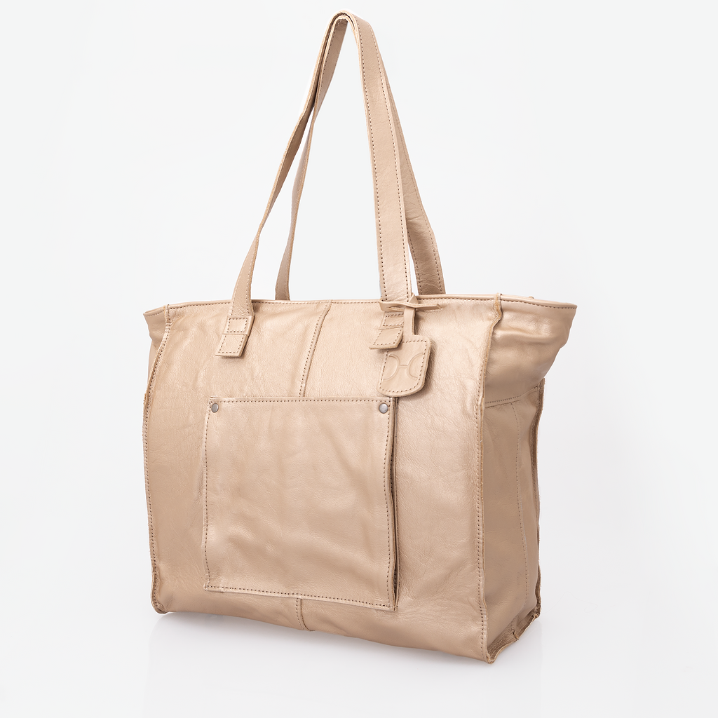 Tote Travel Zipper Handbag Leather | Corporate Gold Leather Handbag by Thandana