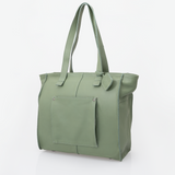 Tote Travel Zipper Handbag Leather | Corporate Green Leather Handbag by Thandana