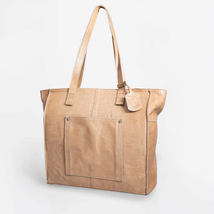 Tote Travel Zipper Handbag Leather | Corporate Hazelnut Leather Handbag by Thandana