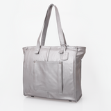 Tote Travel Zipper Handbag Leather | Corporate Pewter Leather Handbag by Thandana