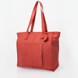 Tote Travel Zipper Handbag Leather | Corporate Red Leather Handbag by Thandana