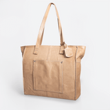 Tote Travel Zipper Handbag | Leather Hazelnut Leather Handbag by Thandana