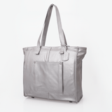 Tote Travel Zipper Handbag | Leather Pewter Leather Handbag by Thandana