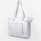 Tote Travel Zipper Handbag | Leather Silver Leather Handbag by Thandana