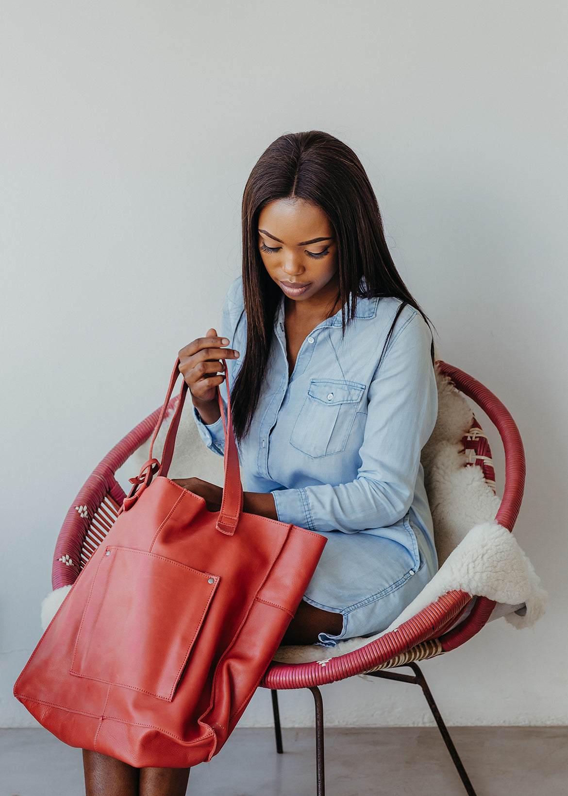 Tote Zipper Handbag | Genuine Leather Handbag by Thandana