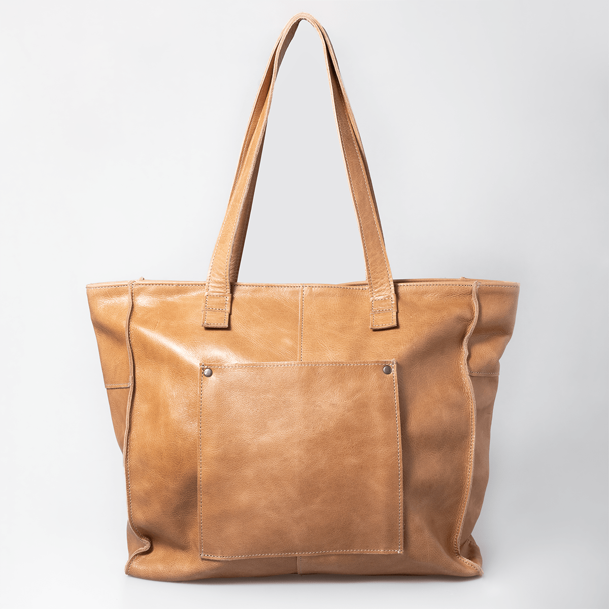 Tote Zipper Handbag | Genuine Leather Hazelnut Leather Tote / Gunmetal (default) Handbag by Thandana