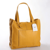 Tote Zipper Handbag | Genuine Leather Mustard Leather / Gunmetal (default) Handbag by Thandana
