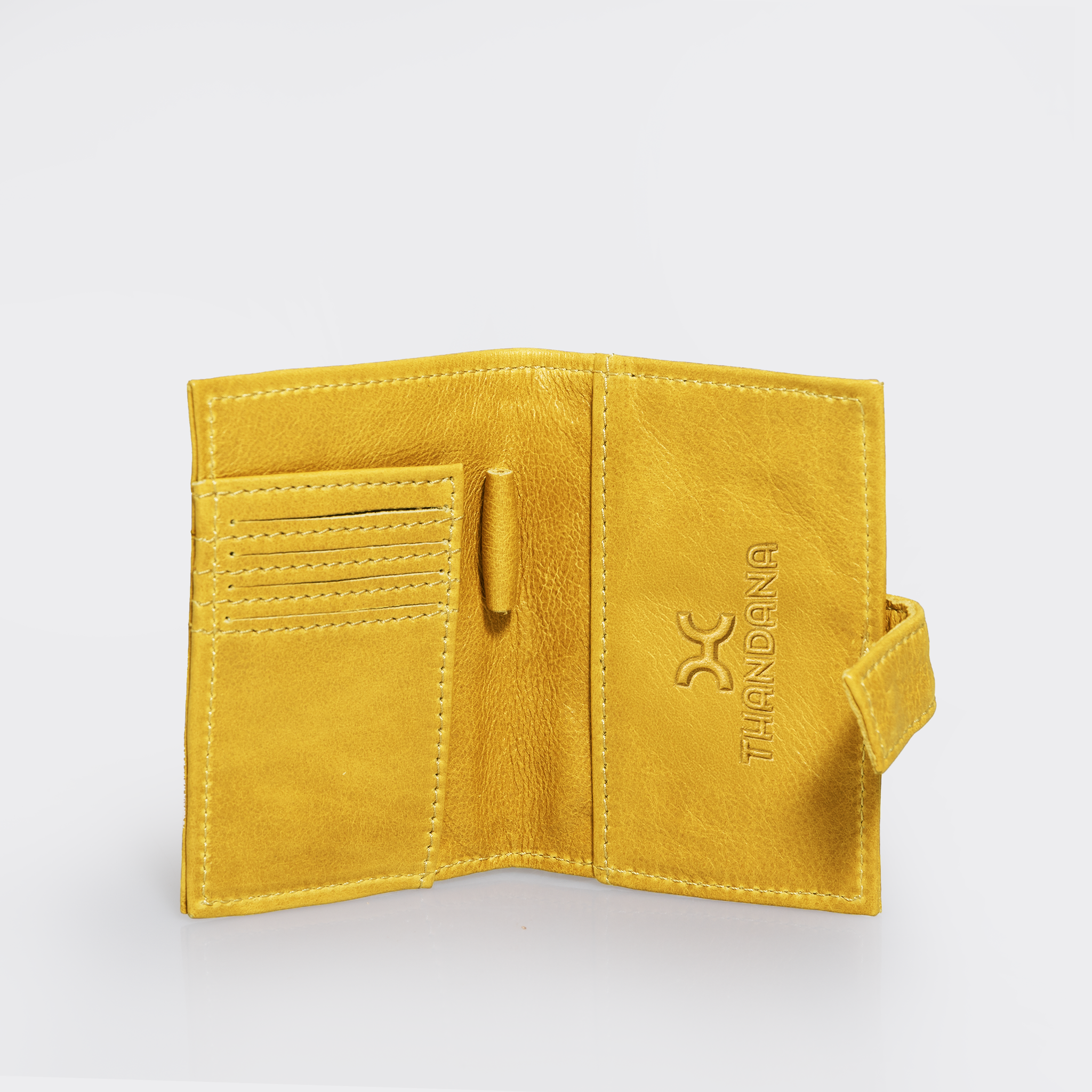 Travel Mini Wallet | Genuine Leather Mustard Leather Travel Mini Wallet by Thandana