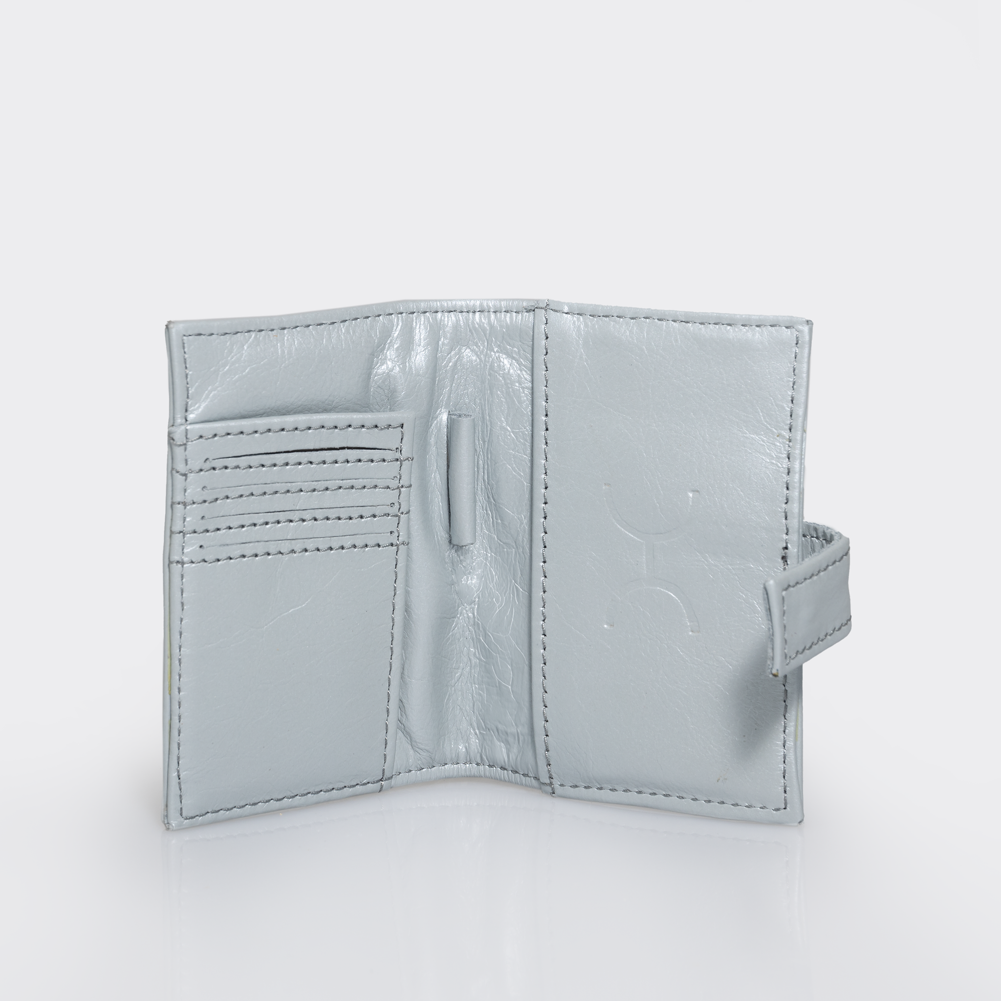 Travel Mini Wallet | Genuine Leather Silver Leather Travel Mini Wallet by Thandana