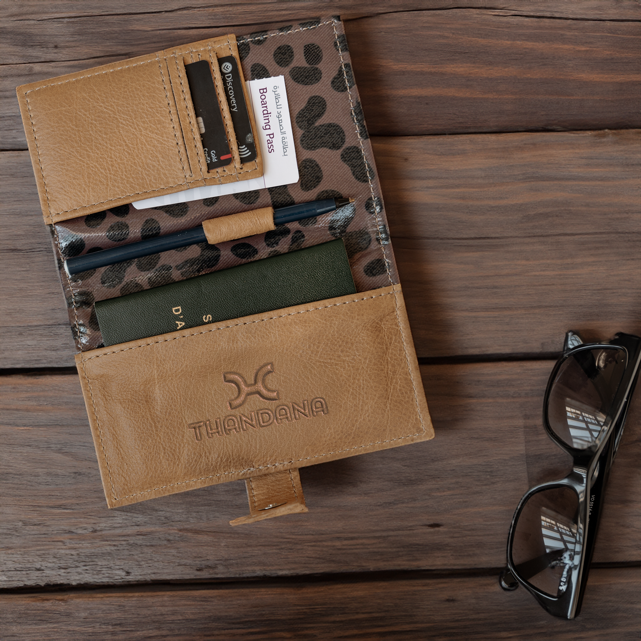 Travel Mini Wallet | Laminated Fabric with Genuine Leather Travel Mini Wallet by Thandana
