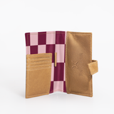 Travel Mini Wallet | Laminated Fabric with Genuine Leather Checkmate - Cherry Travel Mini Wallet by Thandana