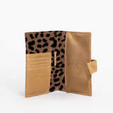 Travel Mini Wallet | Laminated Fabric with Genuine Leather Cheetah - Coffee Travel Mini Wallet by Thandana