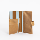 Travel Mini Wallet | Laminated Fabric with Genuine Leather Coastal Stripe - Blue Travel Mini Wallet by Thandana
