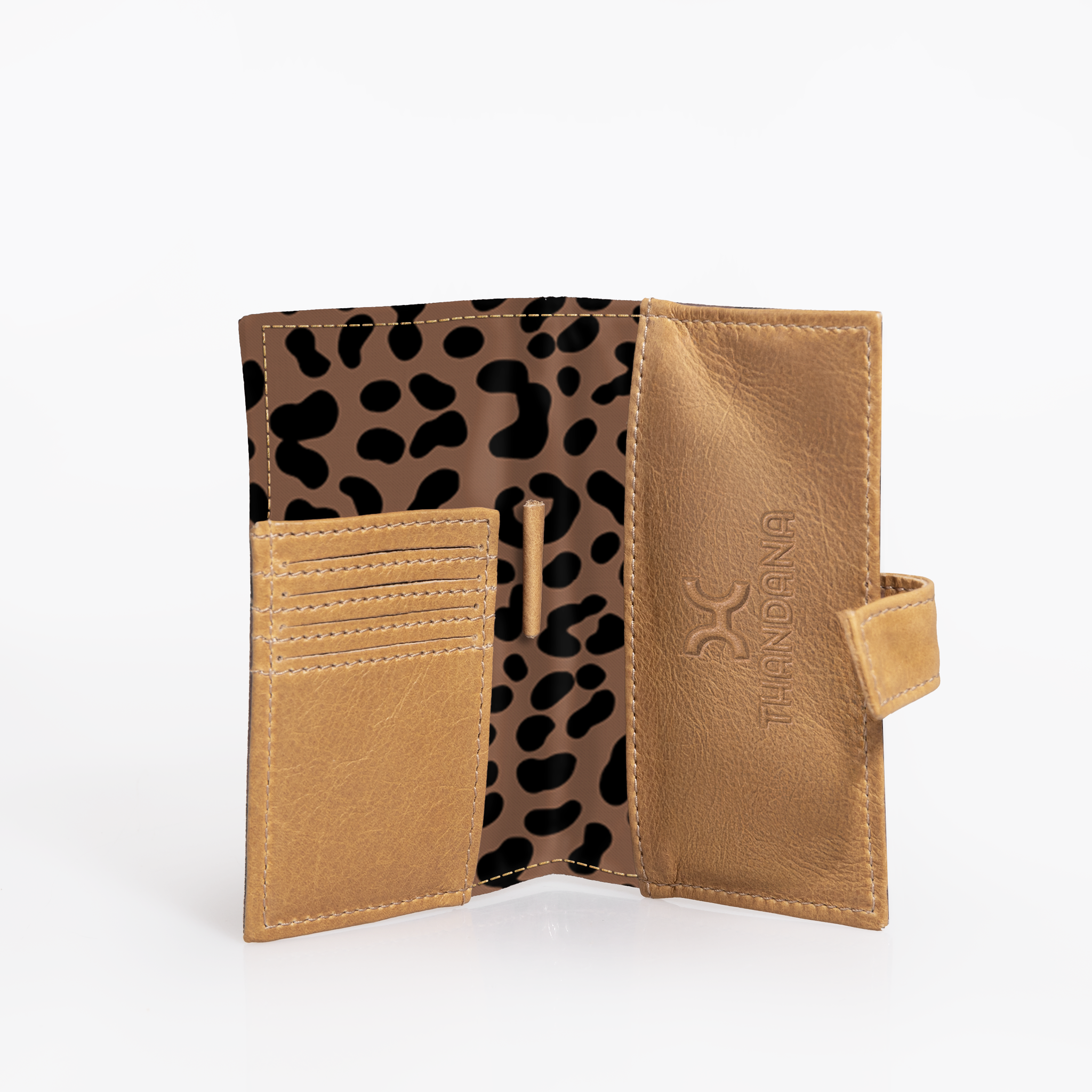 Travel Mini Wallet | Laminated Fabric with Genuine Leather | Corporate Cheetah - Coffee Travel Mini Wallet by Thandana