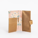 Travel Mini Wallet | Laminated Fabric with Genuine Leather | Corporate Crazy Daisy - Blush Travel Mini Wallet