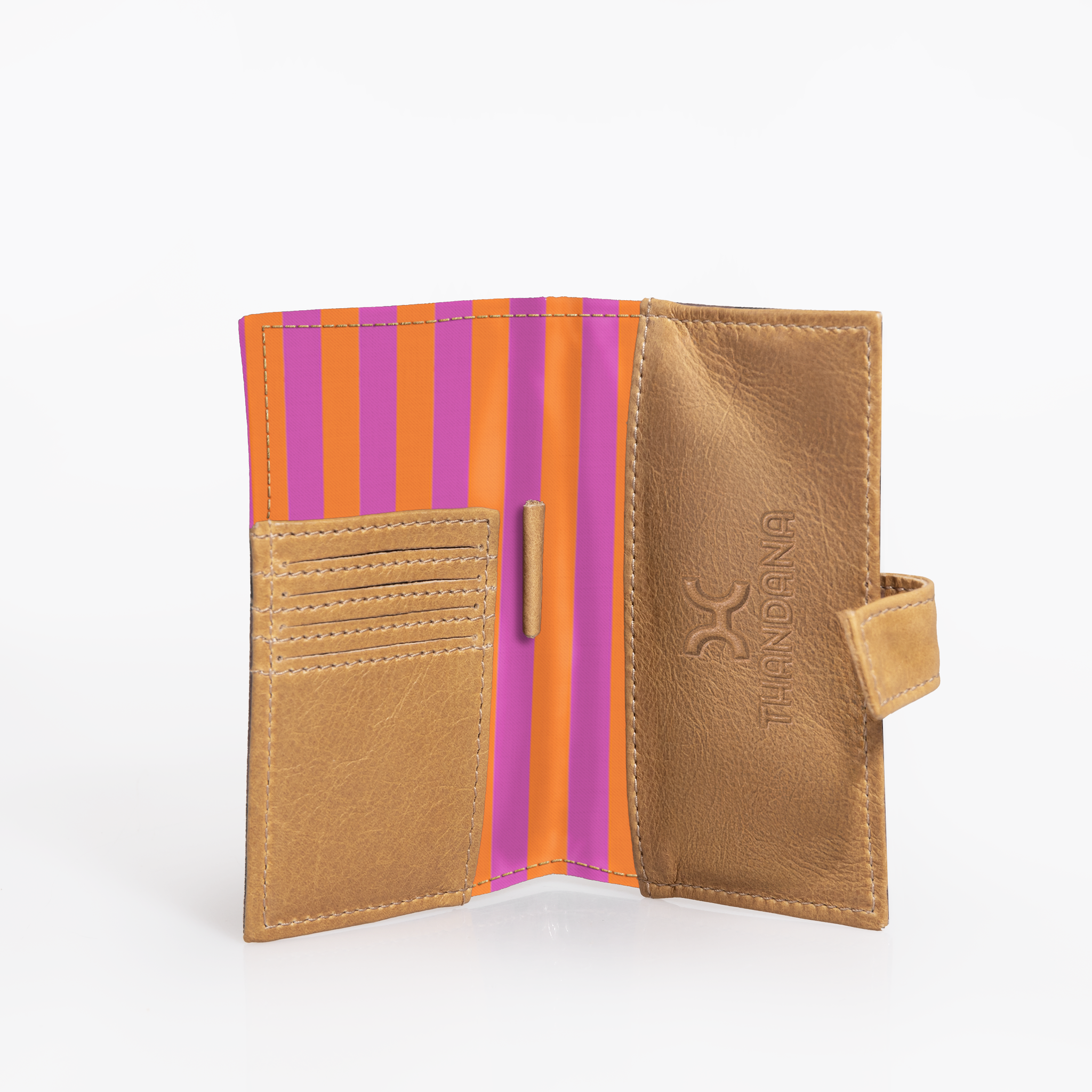 Travel Mini Wallet | Laminated Fabric with Genuine Leather | Corporate Linear - Preppy Travel Mini Wallet by Thandana