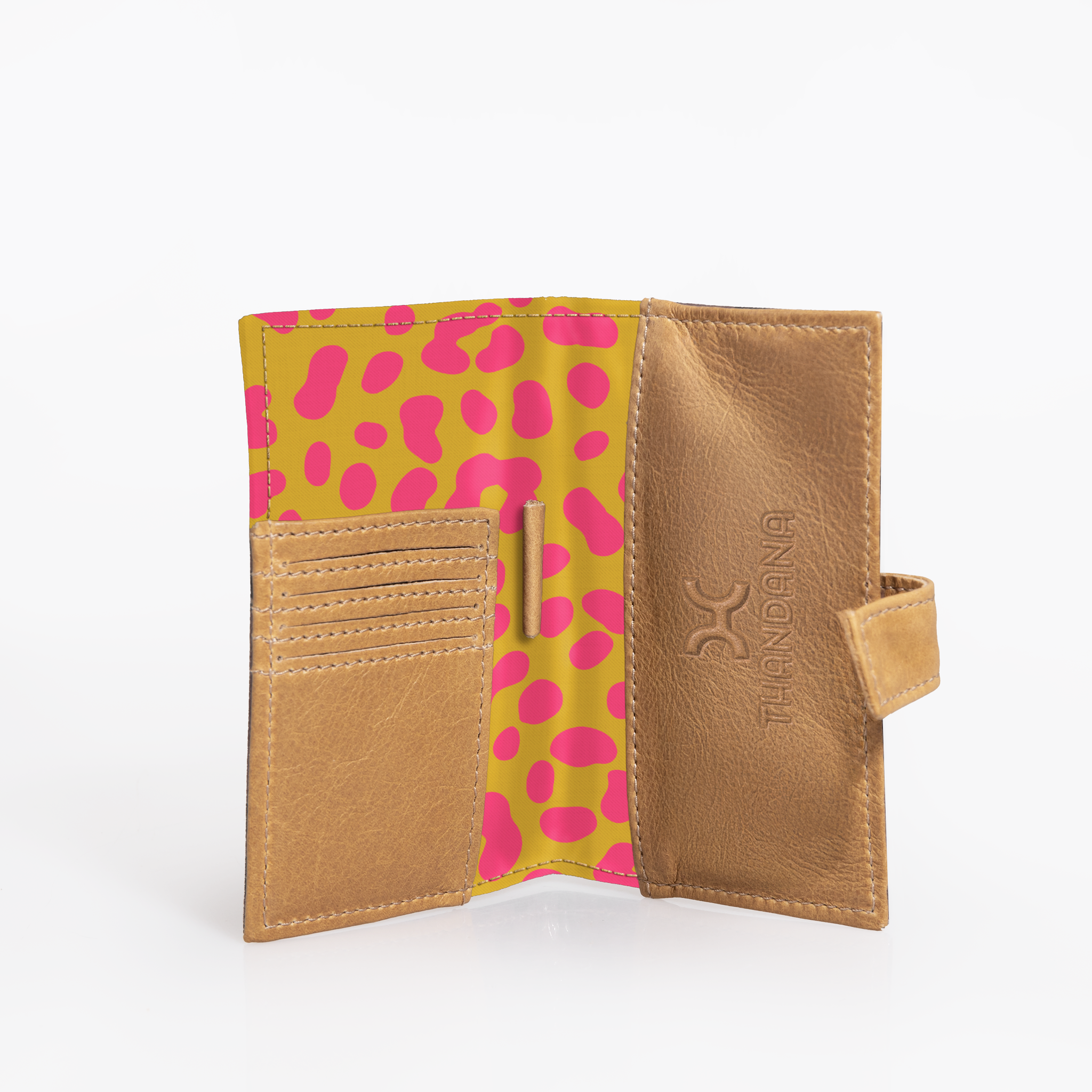 Travel Mini Wallet | Laminated Fabric with Genuine Leather | Corporate Cheetah - Preppy Travel Mini Wallet by Thandana
