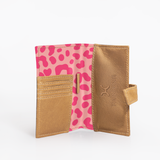 Travel Mini Wallet | Laminated Fabric with Genuine Leather | Corporate Cheetah - Pink Travel Mini Wallet by Thandana