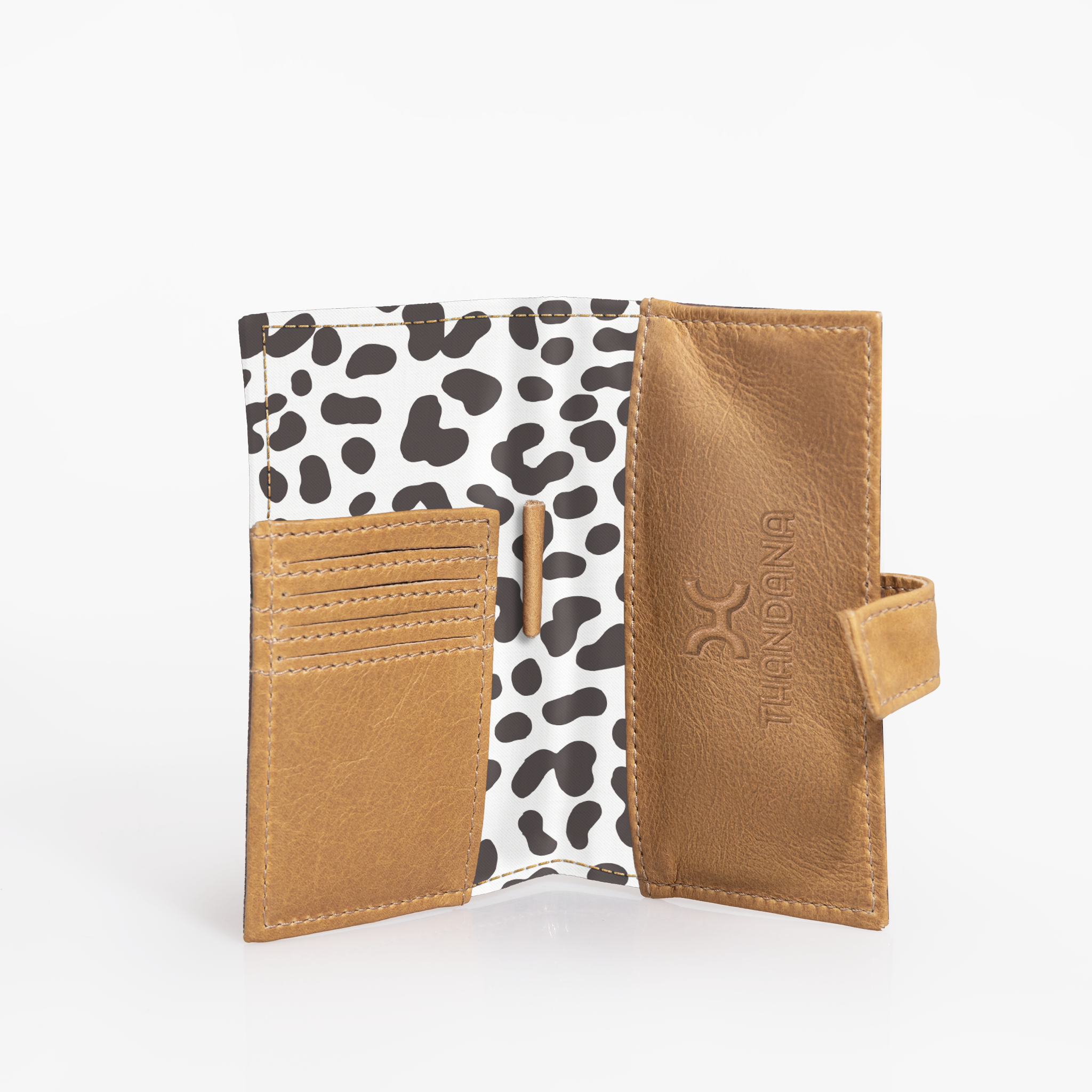 Travel Mini Wallet | Laminated Fabric with Genuine Leather | Corporate Cheetah - White Travel Mini Wallet by Thandana