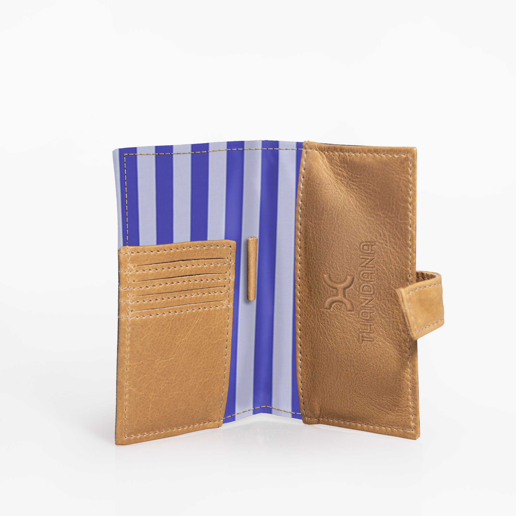 Travel Mini Wallet | Laminated Fabric with Genuine Leather Linear - Jet Travel Mini Wallet by Thandana