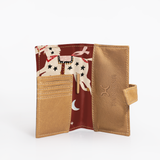 Travel Mini Wallet | Laminated Fabric with Genuine Leather Midnight Pony - Cherry Travel Mini Wallet by Thandana