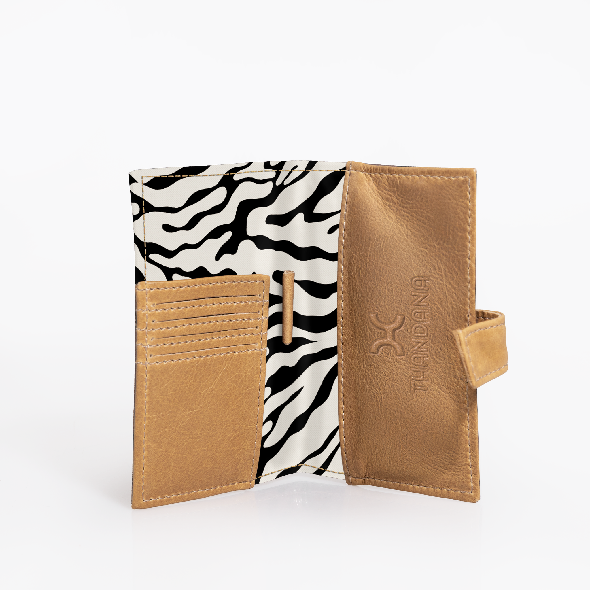 Travel Mini Wallet | Laminated Fabric with Genuine Leather Nomad Stripe - Pitch Travel Mini Wallet by Thandana