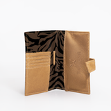 Travel Mini Wallet | Laminated Fabric with Genuine Leather Nomad Stripe - Coffee Travel Mini Wallet by Thandana