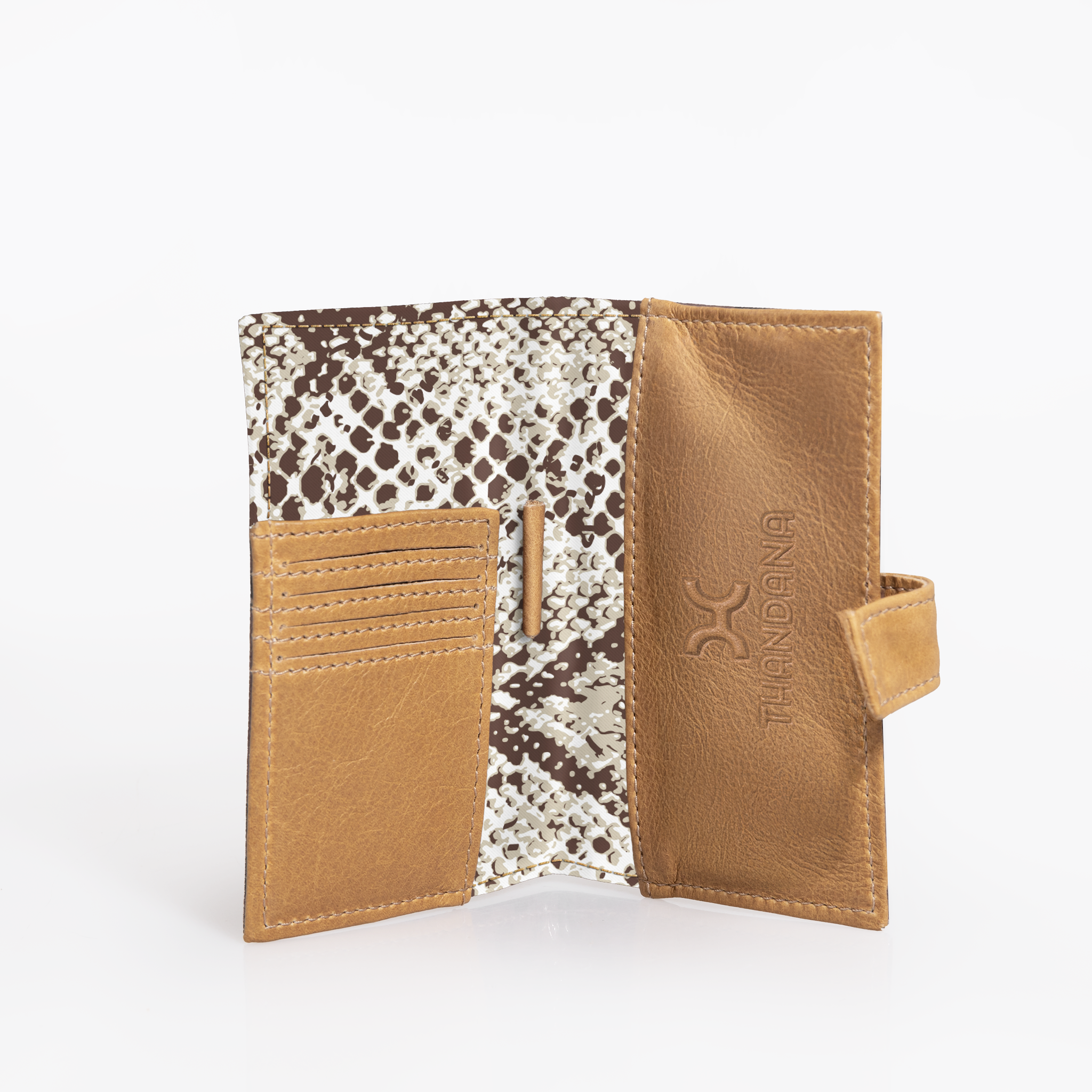 Travel Mini Wallet | Laminated Fabric with Genuine Leather Python - Moody Travel Mini Wallet by Thandana