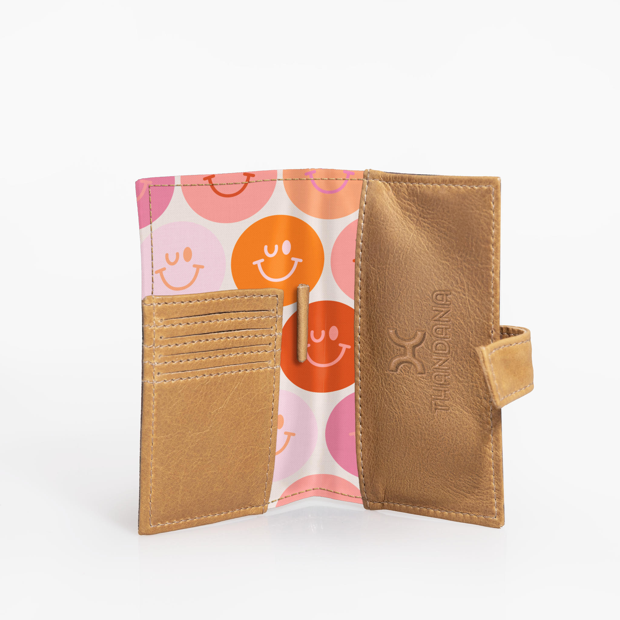 Travel Mini Wallet | Laminated Fabric with Genuine Leather Smiley - Blush Travel Mini Wallet by Thandana