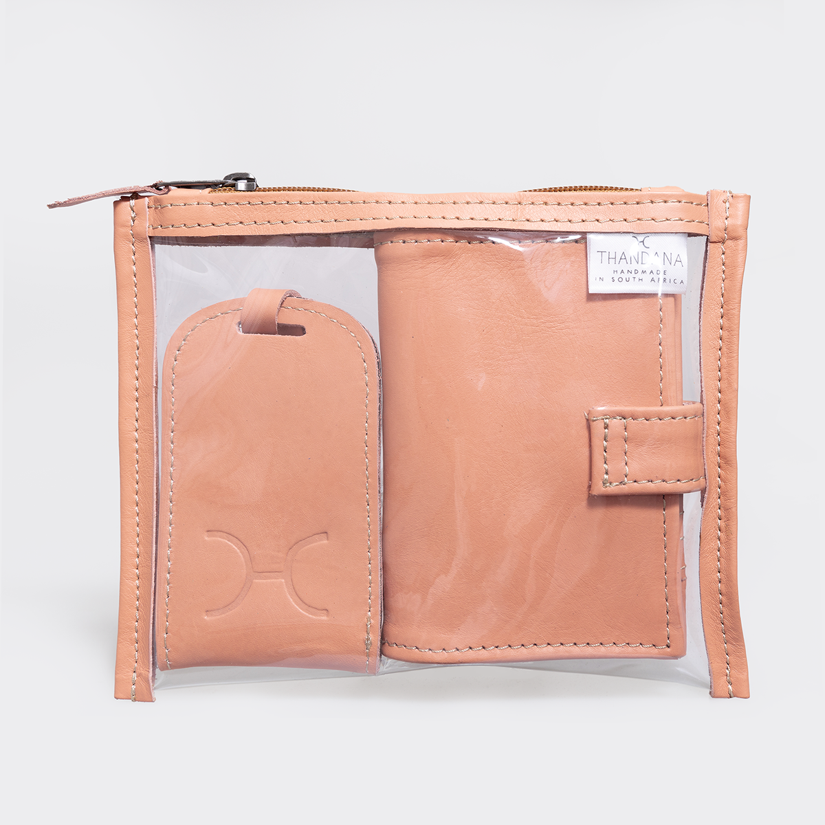 Travel Set | Genuine Leather | Corporate Coral Leather Pouch by Thandana