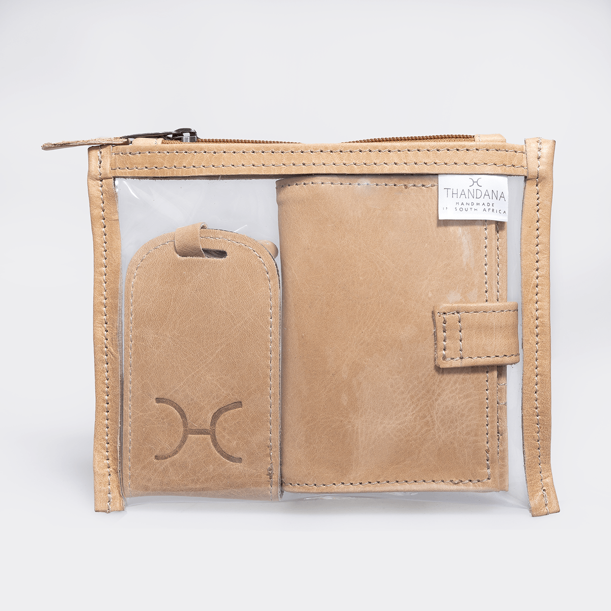 Travel Set | Genuine Leather Hazelnut Leather Travel Set by Thandana