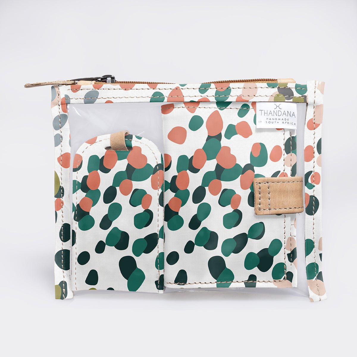 Travel Set | Laminated Fabric with Genuine Leather Confetti - All About Travel by Thandana