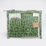 Travel Set | Laminated Fabric with Genuine Leather | Corporate Cheetah - Olive Travel Set by Thandana