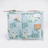 Travel Set | Laminated Fabric with Genuine Leather | Corporate Crazy Daisy - Sage Travel Set by Thandana