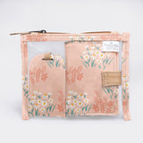 Travel Set | Laminated Fabric with Genuine Leather Crazy Daisy - Blush Travel by Thandana