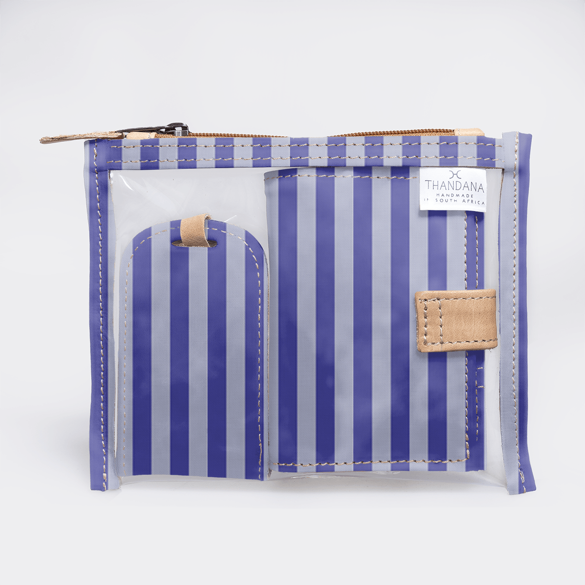 Travel Set | Laminated Fabric with Genuine Leather Linear - Jet Travel by Thandana