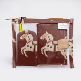 Travel Set | Laminated Fabric with Genuine Leather Midnight Pony - Cherry Travel by Thandana